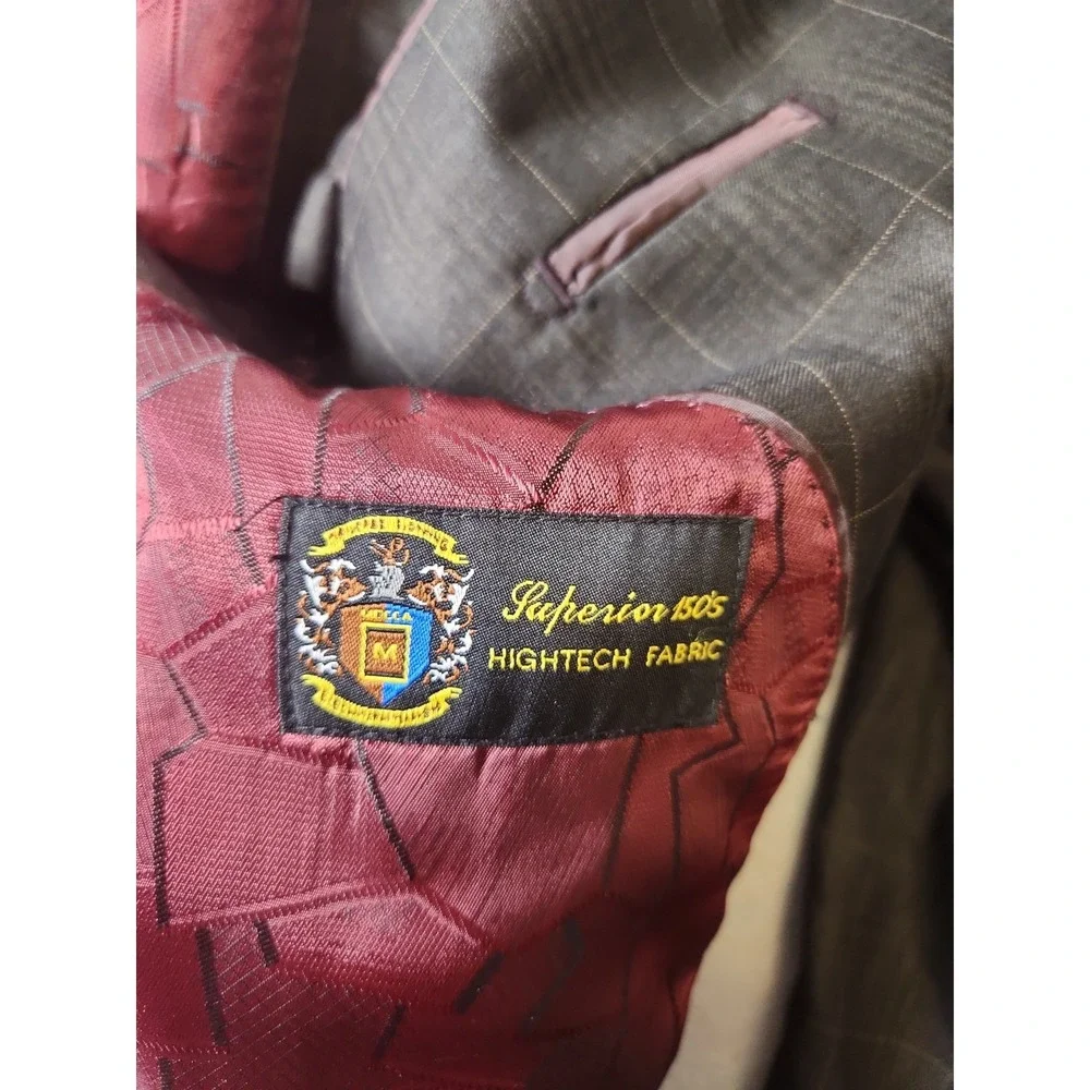 Mecca 2 Piece Dark Brown Suit Glen Check Pattern Sz52